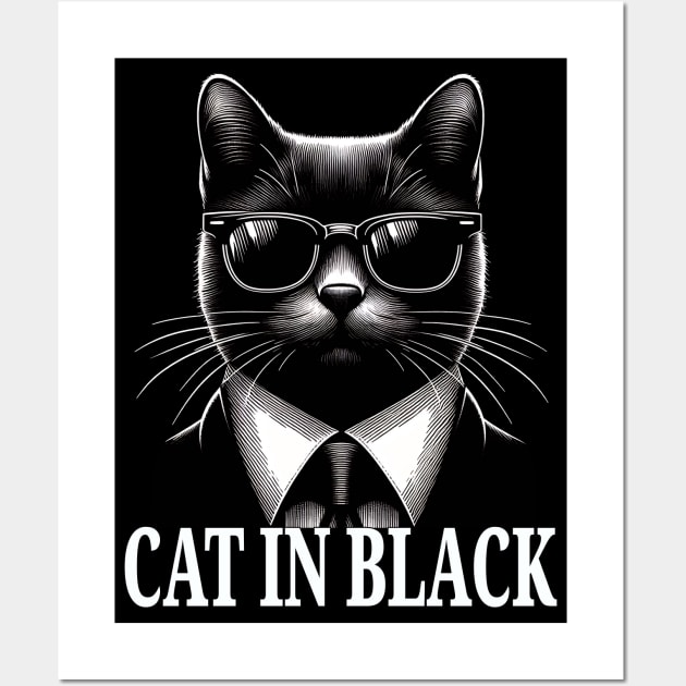 Black Cat in Black Wall Art by MetalByte